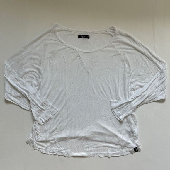 Michael Lauren White Draped Ribbed Tee Size Medium/Large NWOT - Picture 2 of 6